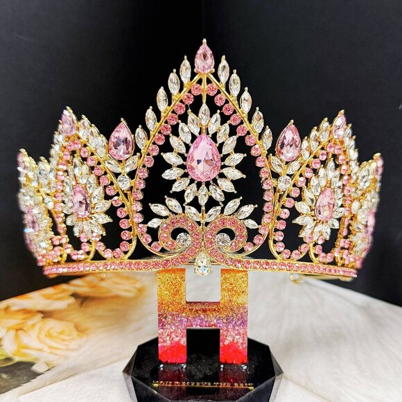 Victorian Gold Jewelry, Princess Crown, Goddess Jewelry, Pink Crystal Tiara main image 5